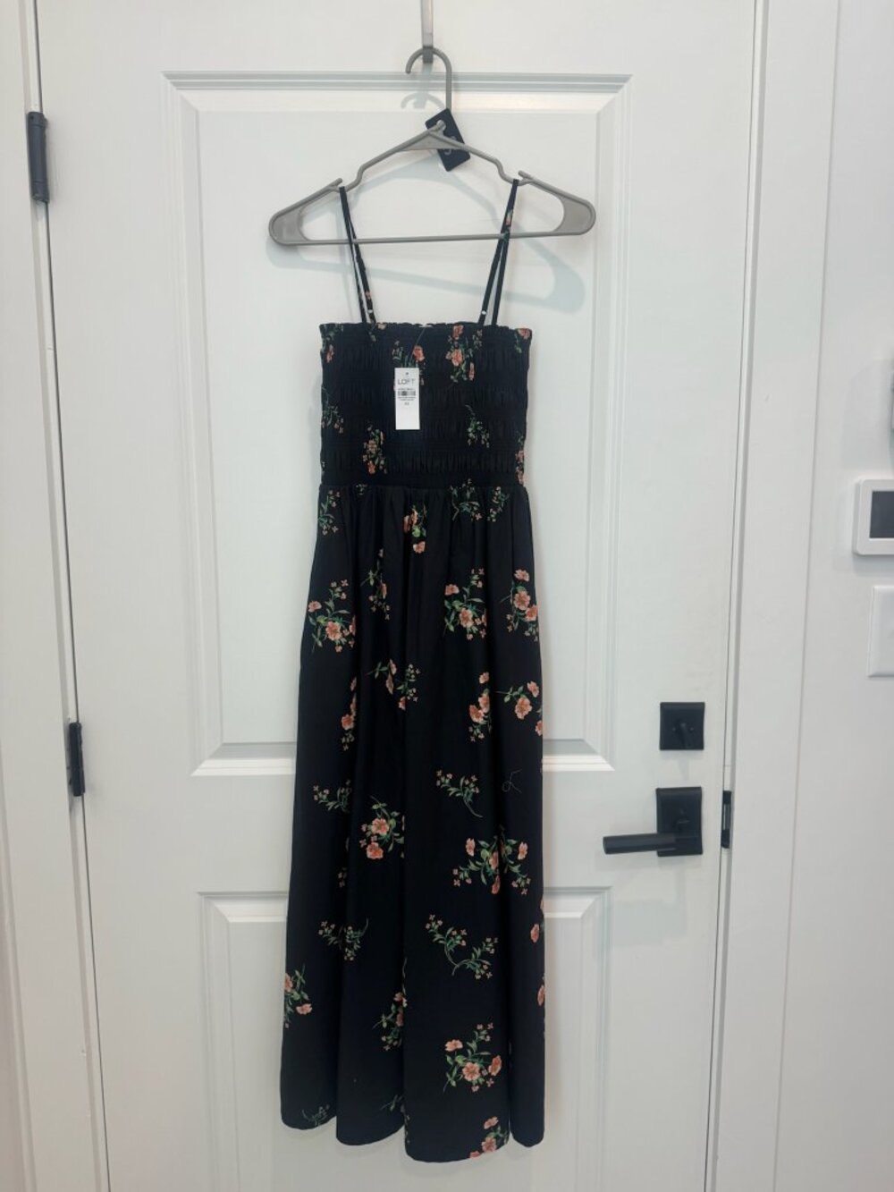 LOFT Floral Poplin Smocked Strappy Maxi Dress - Picture 3 of 5